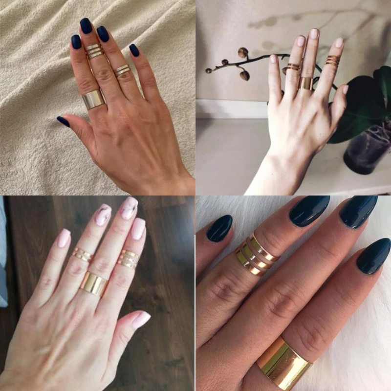1 Набор/3 шт панк золотые, серебряные кольца женские Anillos Стек Обычная полоса миди Середина кольца на фаланг пальца набор для женщин Anel Rock ювелирные изделия