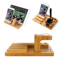 charger station for apple watch charging dock station bamboo wood charger stand holder for iphone 12 ipad tablet samsung xiaomi
