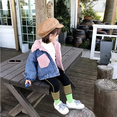 2019 Baby Girl Boy denim coat cashmere inside Girls Kids winter thick warm Tops coats Jackets Children Clothes | Детская одежда и