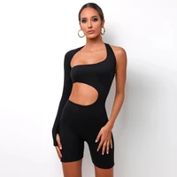 jumpsuit yoga shorts women off shoulder crop top gym clothing fitness sportswear blackless playsuit sport tights