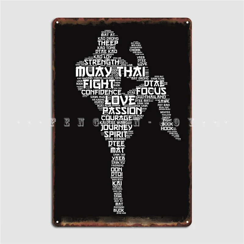 Muay Thai надписи металлический знак Настенная роспись пещера паб