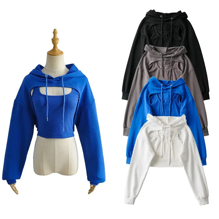 

Женский свитер из двух предметов, ажурный пуловер с вырезами на груди, топ на осень, 2021