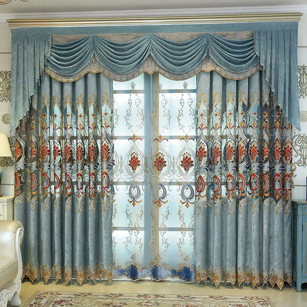

European-style Luxury Atmosphere Chenille European High Quality Curtains for Living Dining Room Bedroom