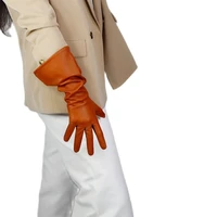 fashion real leather gloves female 38cm wide sleeve puff sleeves unisex 100 imported sheepskin gloves new listing zp43