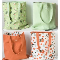 cotton shopper fabric double sided dual use hand bag cotton and linen pocket handbag shopping bag storage bag grocery bag