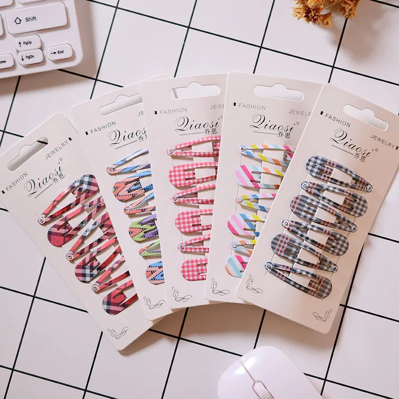 6 шт. детская розовая клетчатая заколка в форме сердца для девочек Весенняя волос