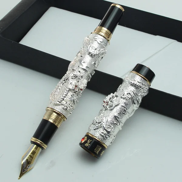 003 JINHAO, золотистая, серебряная, коричневая перьевая ручка "Два дракона, играющие с жемчужиной", резная, без подарочной коробки - Цвет: 003