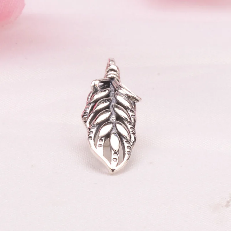 

Bewill S925 Sterling Silver New Style Diamond Inlaid Leaves Fashion Carved Leaf Beads Diy Charms