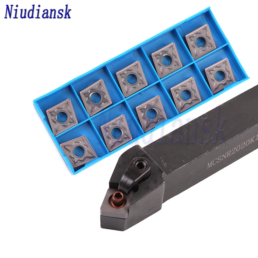 

1pc MCSNR1616H12 External Turning Tool Holder MCSNR2020K12 MCSNR2525M12 CNC Lathe Tools MCSNL 10pcs CNMG1204 Carbide Inserts Set