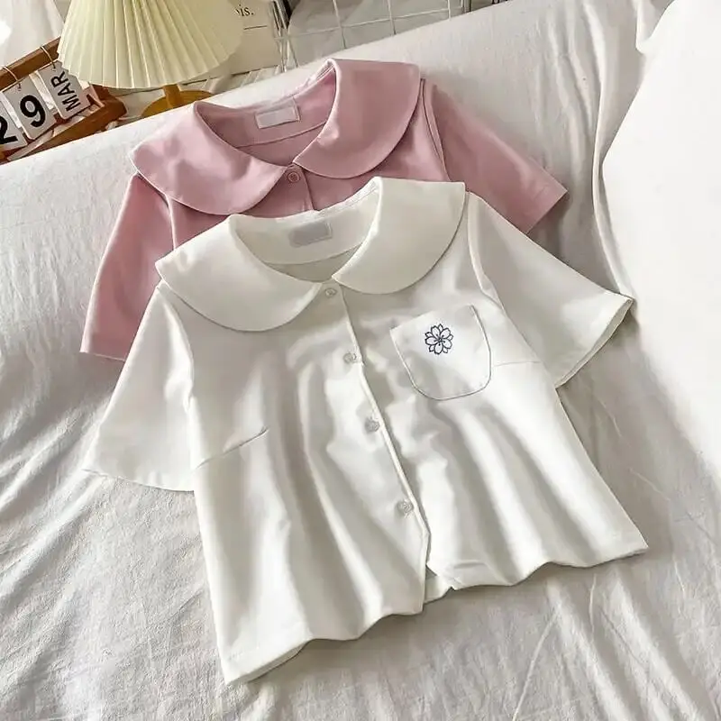 

Women Thin Summer JK Short High School Uniform Top Cute Kawaii Japan Preppy Style Shirt Blusa