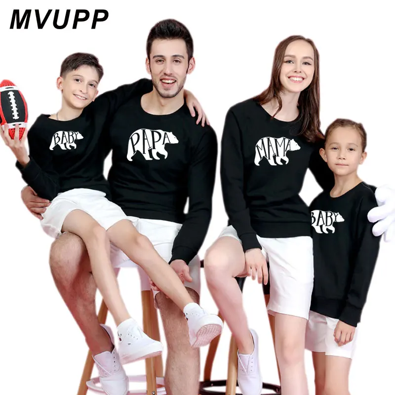 Папа дочь мамы сын одежда семейный вид футболка мама и я девочка дизайн медведя