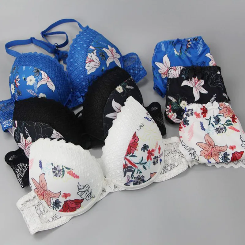 

Underwear Beauty Back Push Up Bra Sexy Lace Bra Set Women Sexy Intimate Printing Lingerie Set 32 34 36 38 40 42 44 A B C D DD E