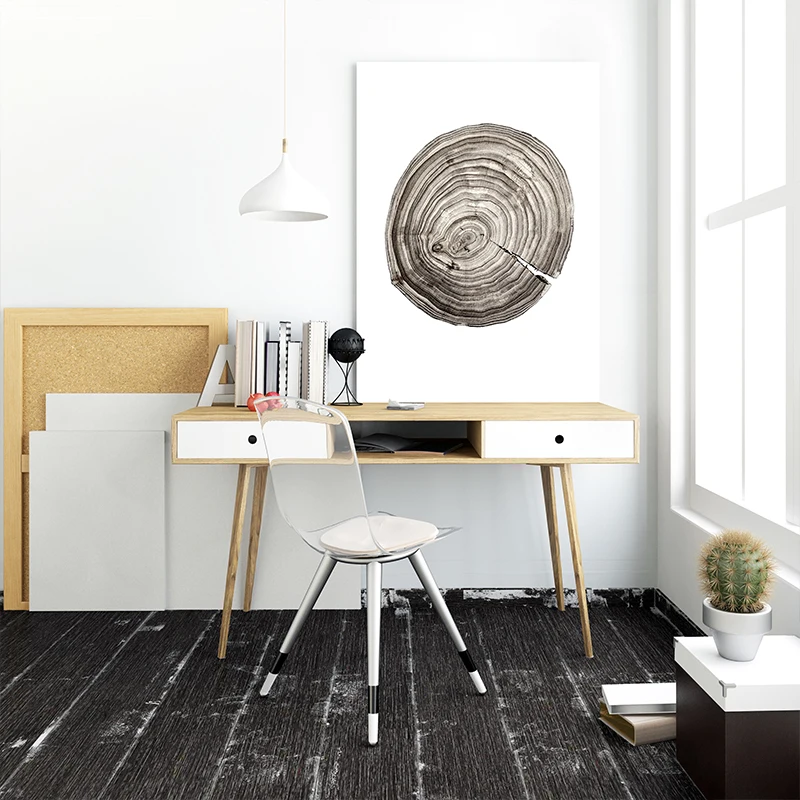 

Scandinavian Scenery Deer Quote Plant Wood Tree Ring Wall Art For Living Room Painting Wall Pictures Decor Pictures Unframed