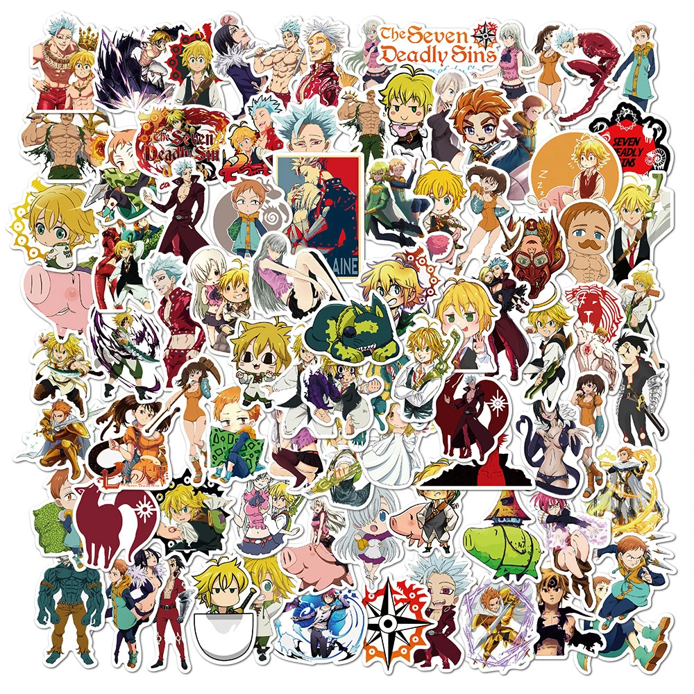Наклейки в японском стиле аниме Семь смертных грехов 100 шт./лот водонепроницаемые