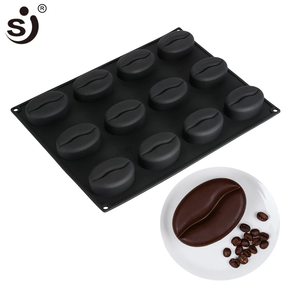 12 полостей 3D в виде кофейных зерен силиконовая форма для мыла ручной работы DIY |