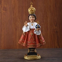 fashion 12 inches roman infant of prague with cross royal red robes resin stone tabletop figurine religious gift decoration