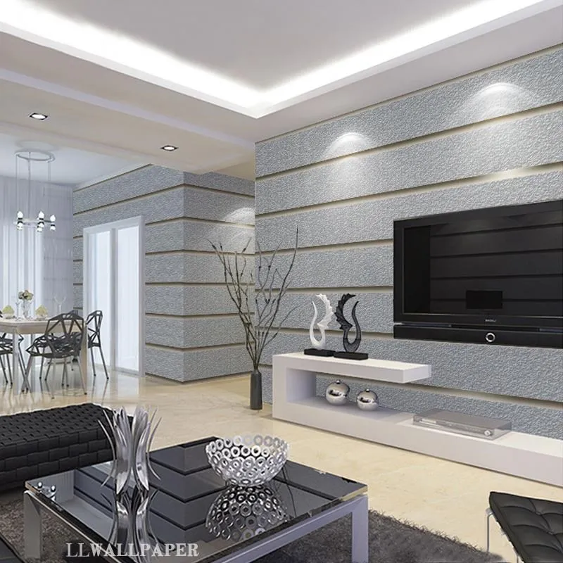 

Non Woven Modern Simple Wide Stripe Wallpaper Thickened Imitation Deerskin Wallpaper Bedroom Living Room Wallpaper 3D W94