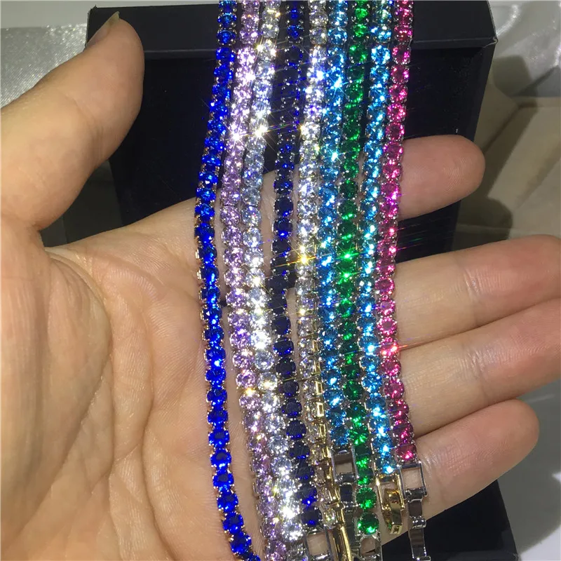 Оригинальный браслет из серебра 925 пробы с цепочкой для тенниса 8 цветов 4 мм