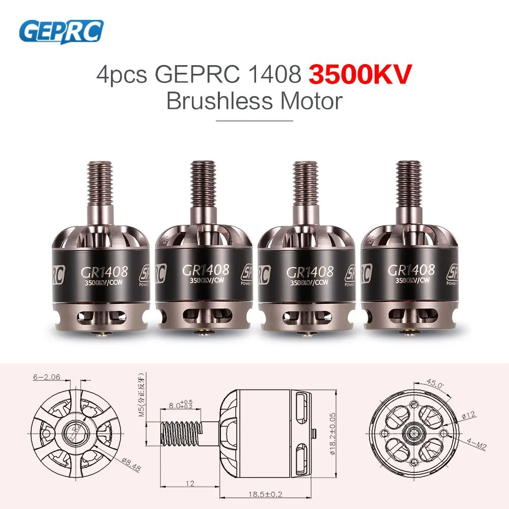 4 шт. GEPRC GR1408 3500KV RC бесщеточный мотор 4S высокое Мощность для 130 мм FPV гоночного