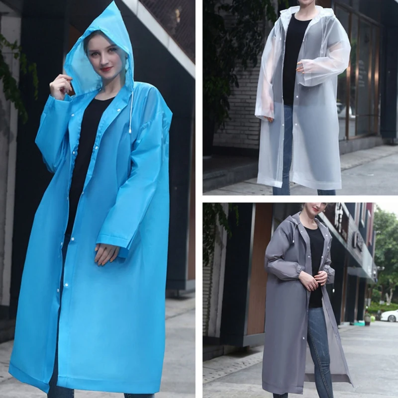 

Outdoor Peva Thicken Transparante Regenjas Mode Vrouwen Mannen Verdikte Waterdichte Poncho Regenjas Camping Regenkleding Pak