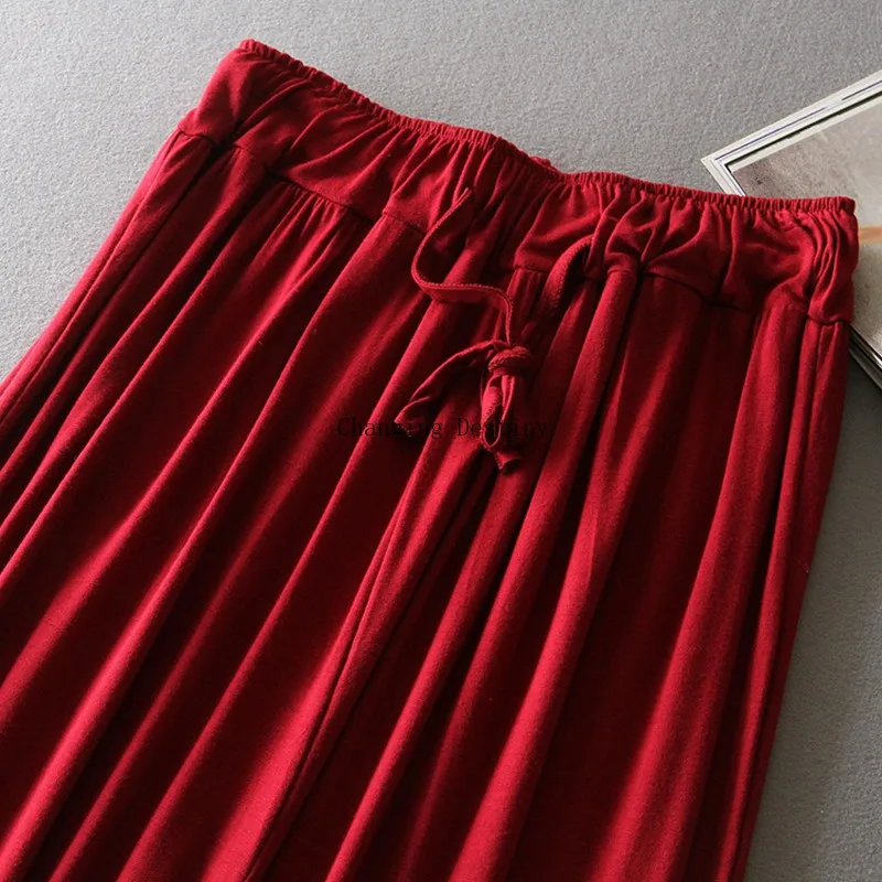 Летние тонкие жидкости широкие брюки женские Однотонная одежда размера плюс