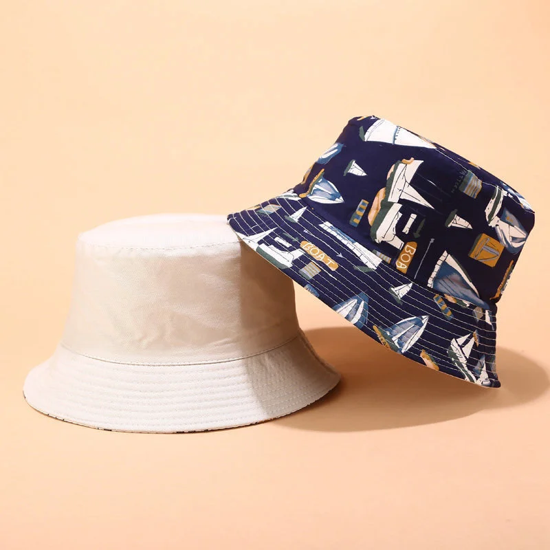 

Fisherman Hat Reversible Banana Tree Bucket Hats For Women Men Street Hip Hop Bucket Cap Vintage Printed Fishing Hat Boat