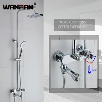 modern bathroom rainfall thermostatic shower faucet set chrome mixer taps with hand shower head wall mounted shower set r45 503