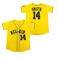 bg baseball jerseys bel air 14 smith jersey outdoor sportswear embroidery sewing yellow hip hop street culture 2020 new