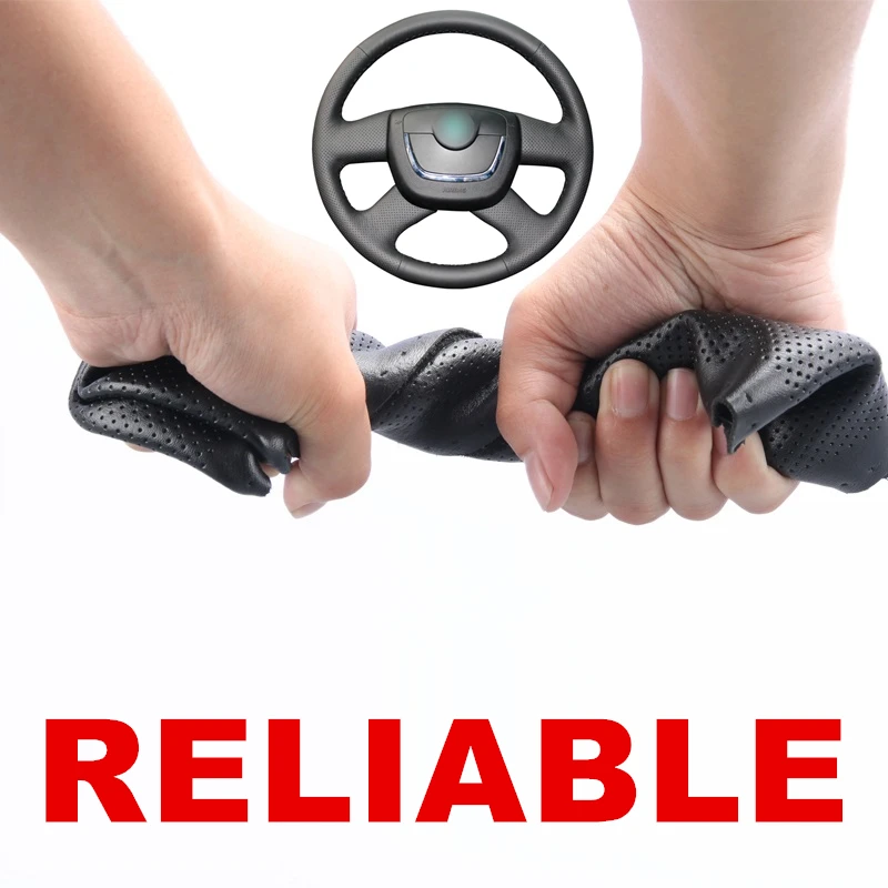 

Hand stitched Black PU Artificial Leather Car Steering Wheel Cover For Skoda Octavia Citigo Roomster Fabia Superb Yeti