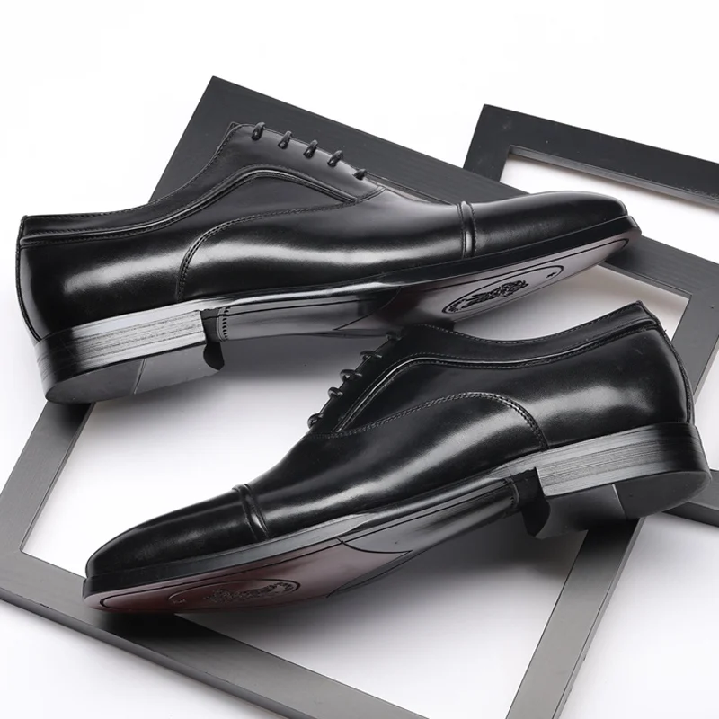 Italian Design Man Handmade Party Wedding Shoes Natural Genuine Leather Men's Pointed Toe Laces Cap Retro Brogue Flats DX155 | Обувь