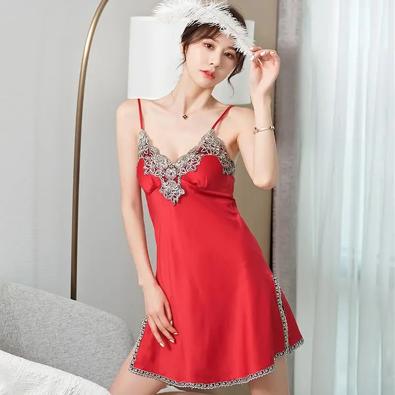 

Silky Spaghetti Strap Nightgown Kimono Bathrobe Gown Satin Lady Nightdress Intimate Lingerie Sexy Nightwear Sleepwear Homewear