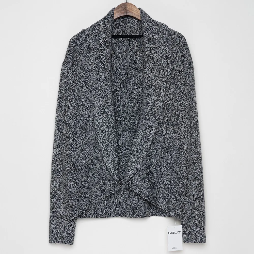 Для женщин шаль свитер кардиган с воротником вязаный Стиль кардиганы бежевый