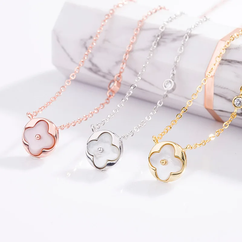 Четырехлистный клевер темпераментная Красивая простая S925 металлическая цепочка