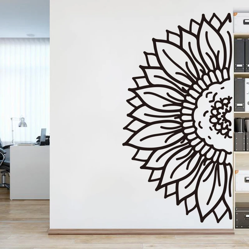 

Large Half Sunflower Floral Nature Wall Sticker Office Kids Room Flower Sunflower Wall Decal Bedroom Classroom Vinyl Decor