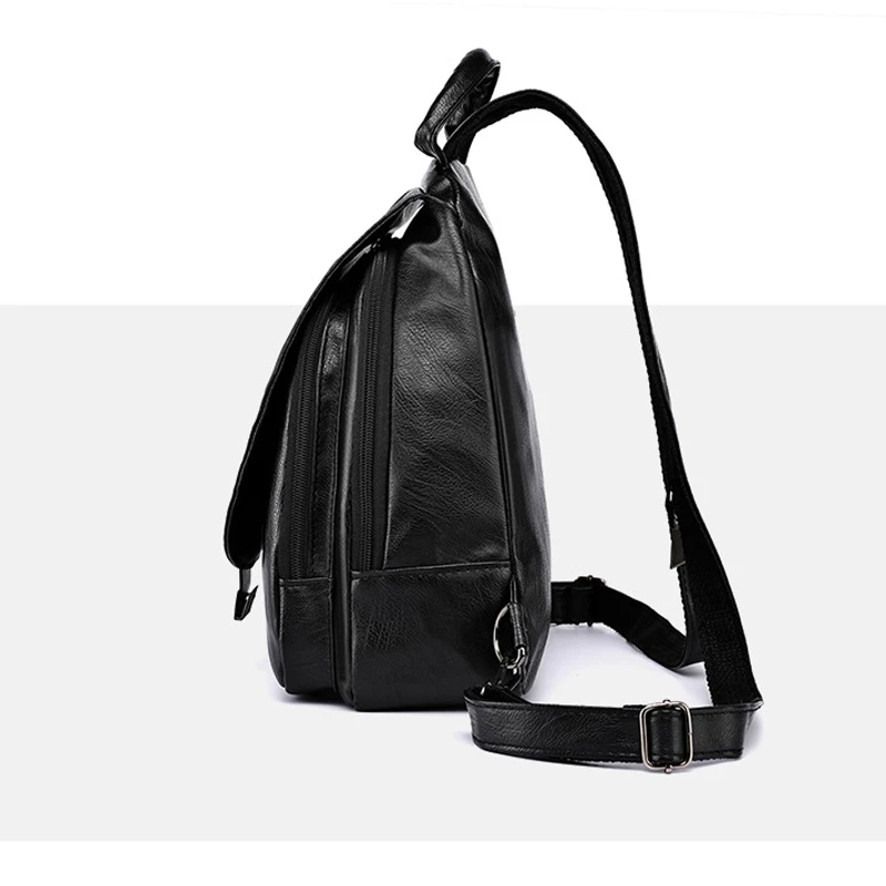 

Pu Leather Women'S Backpack Fashion Retro Shoulder Bag Wild Multifunctional Travel Chest Bag Girls School Bag