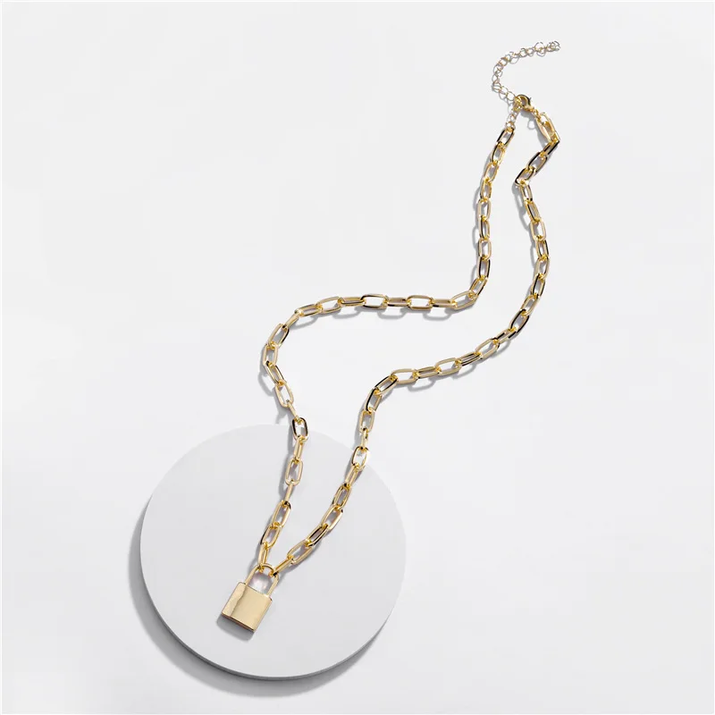 

Joolim Must-Have Gold Silver Color Paperclip Link Padlock Pendant Necklace Long Necklace 2020 Trend Necklace Jewelry