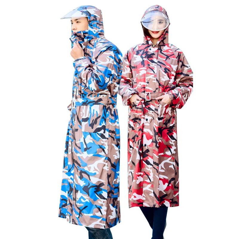 Длинный походный дождевик камуфляжный плащ для мужчин и женщин взрослый