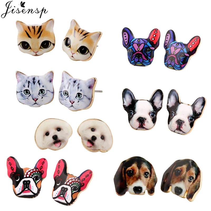 Jisensp новые модные яркие серьги для женщин в виде французского бульдога милые