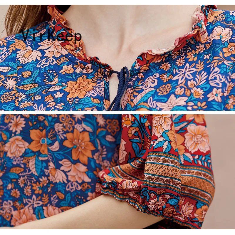 

summer women vintage floral print maxi dress plus size ladies loose robe arabic dubai gown ramadan kaftan muslim abaya VKDR2490