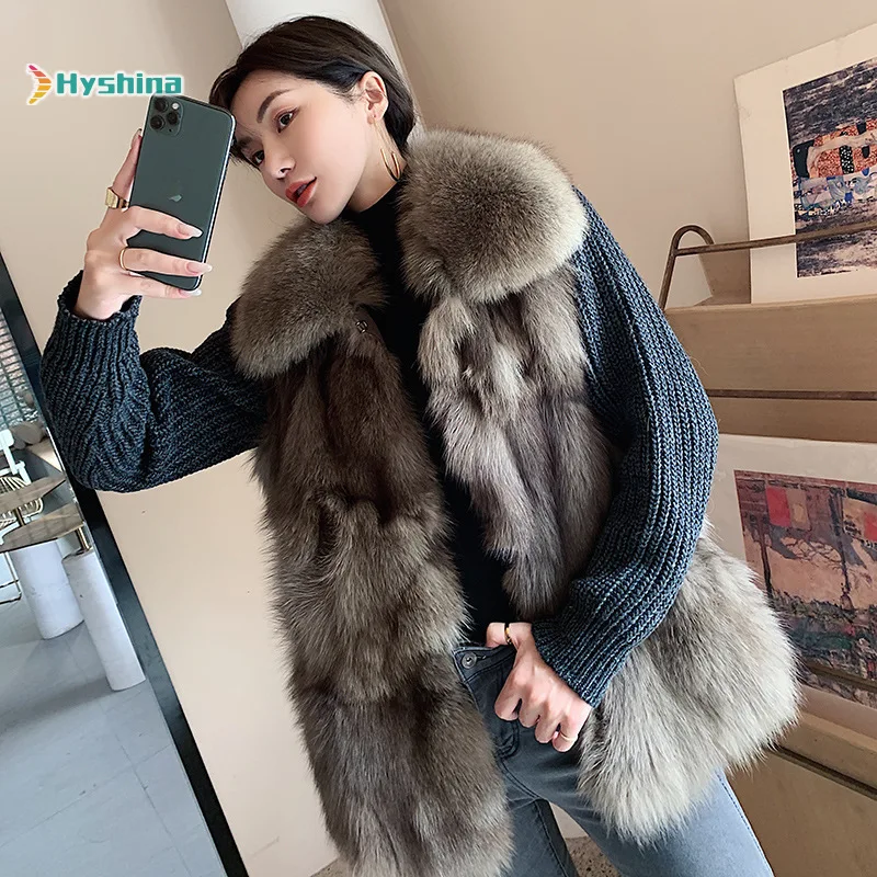 

Women's Winter Fashion Real Fox Fur Parker One Piece Three Wear Coat