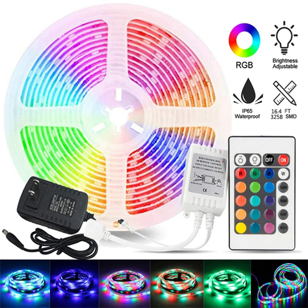 

Цветная гибкая светодиодная лента RGB с пультом дистанционного управления на 24 кнопки