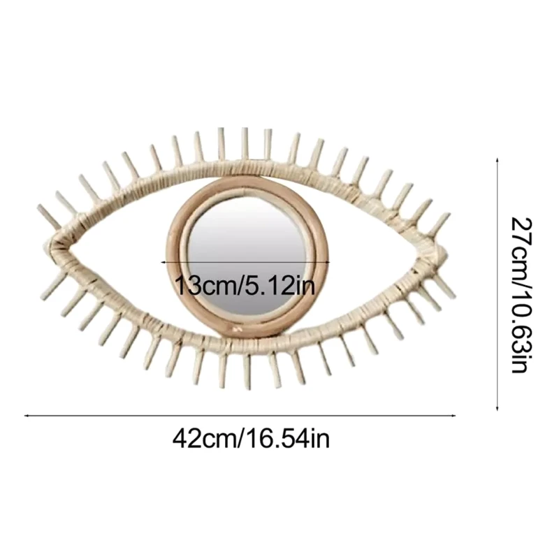 

Rattan Innovative Art Decoration Eye Shape Makeup Mirror Dressing Bathroom Wall Hang