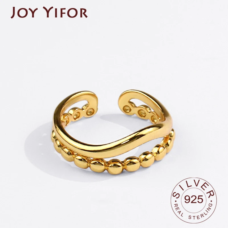 925 серебряные кольца для женщин точки линии золото Цвет в винтажном стиле