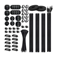 146pcs cable management cord organizer kit cable sleevescable clips holder and zip ties for tv office and home