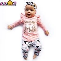 3pcs newborn baby girl clothes set fashion autumn cotton letter t shirt pants headband fall toddler infant outfits clothing suit