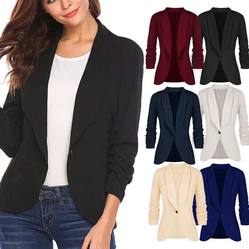 

Vogue Women's Cropped Sleeve Slim Blazer Nice Women Business Suits Fashion Women's Slim Suit Jackets Office Ladies Formal