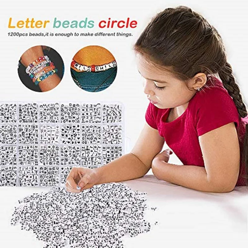 

1200Pcs Acrylic Mixed Letter and Number Beads Circle Round Individual Letter Alphabet Beads for DIY Bracelet Jewelry Making