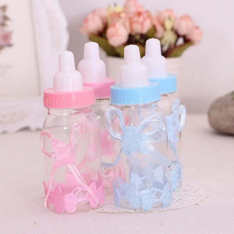 

84pcs Blue Pink Candy Gift Box Milk Bottle Baby Birth Party Celebration Favors Packing Box Wedding Birthday Party Decoration
