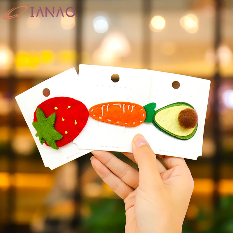 QIANAO Cute Girl Cartoon Flwoer Rainbow Felt Applique Clips carrot Hairpins Hair Accessories BB Hairgrips Barrettes Headwear | Детская