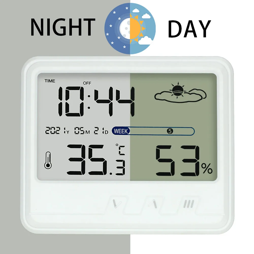 

Large Digital Screen Weather Clock Temperature and Humidity Monitoring Meter with Date Week Time Display Function